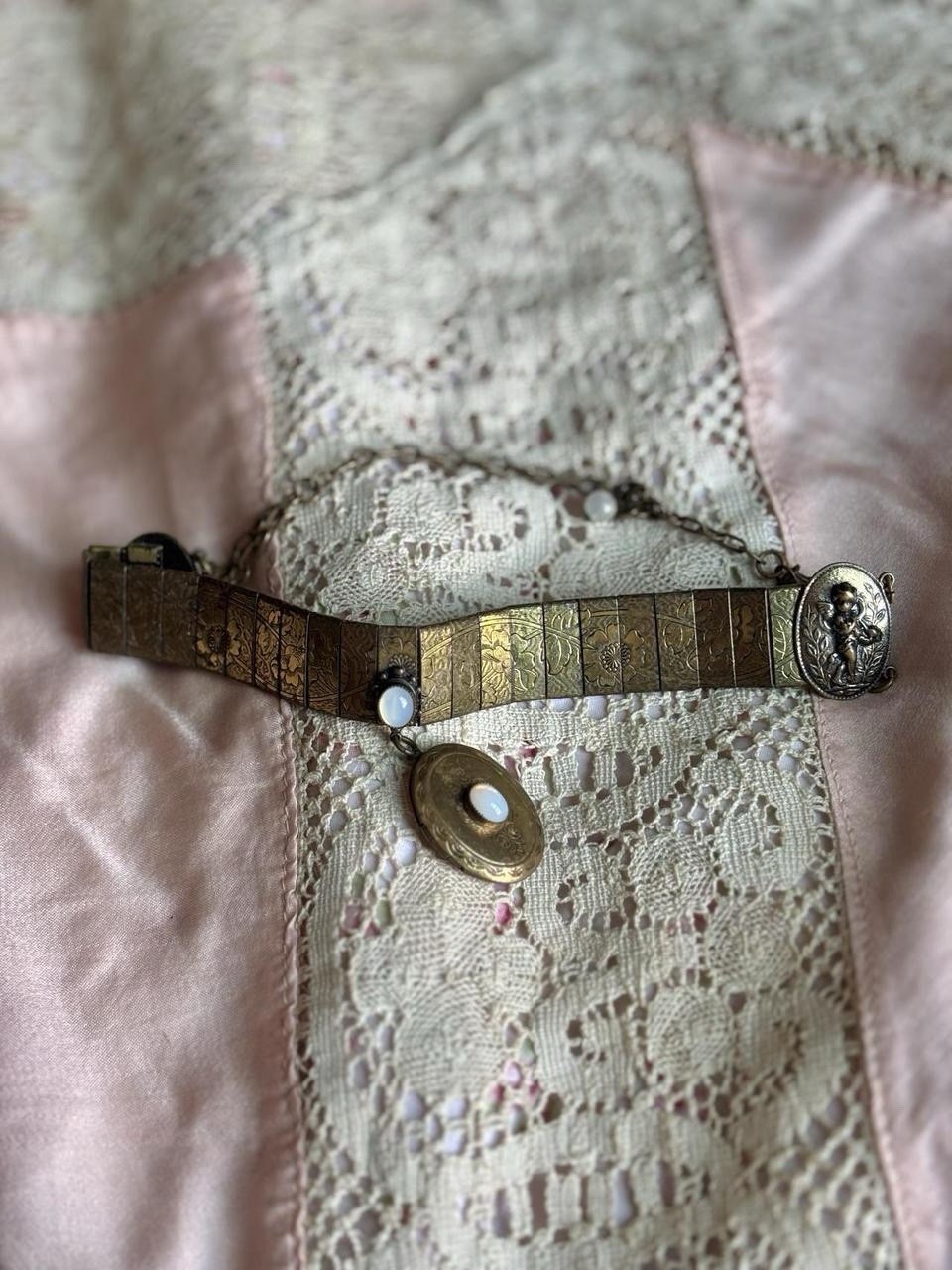 1920s–30s Victorian Revival Panel Choker Necklace with Locket Drop