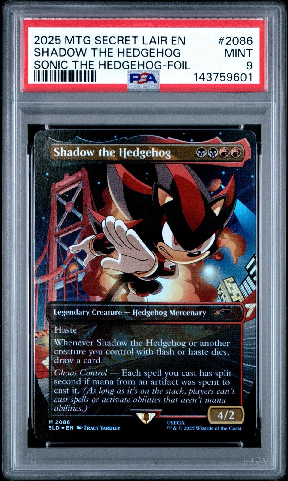 2025 MTG MAGIC SECRET LAIR SHADOW THE HEDGEHOG SONIC 2086 BORDERLESS FOIL PSA 9 view 3