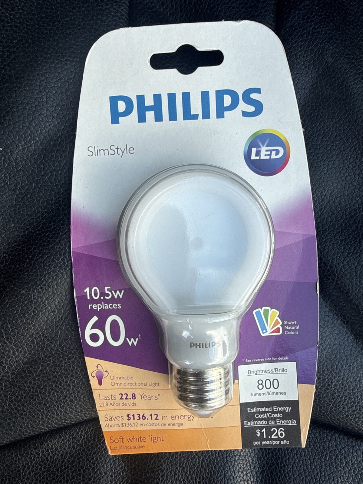 NEW PHILIPS SlimStyle LED Light Bulb Dimmable  10.5W 60W Soft White E26