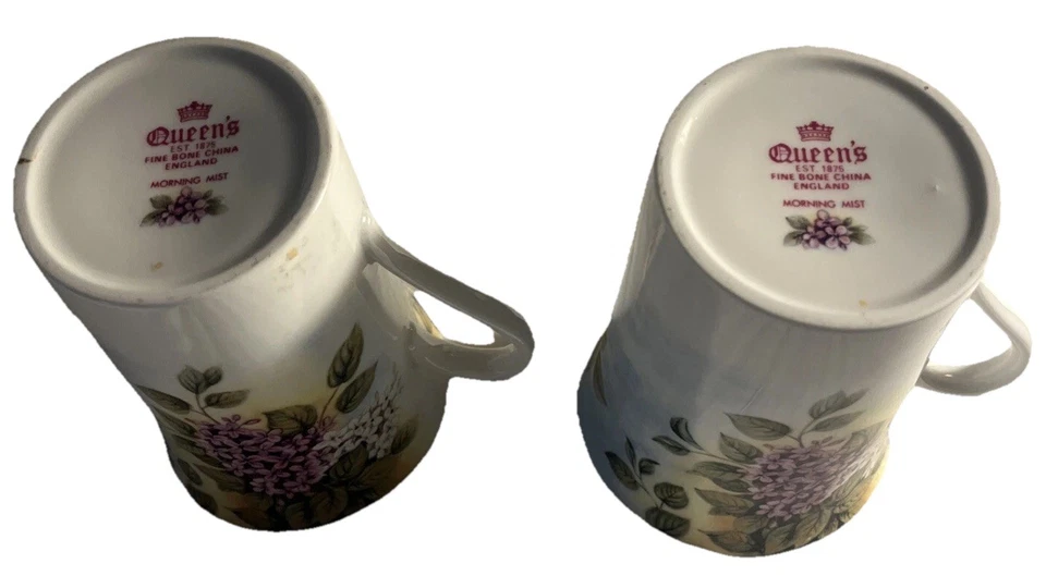 Queen’s Fine Bone China Teacup Made In England Set Of 2 EUC vintage Morning Mist - Image 4 of 4