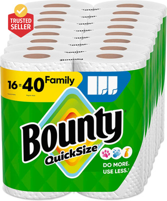 Paper Towels Quick Size, White, 16 Family Rolls = 40 Regular Rolls