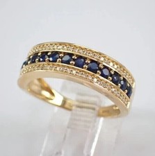 2Ct Round Cut Lab-Created Blue Sapphire Wedding Band Ring 14K Yellow Gold Plated