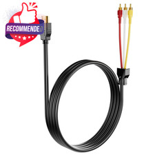 Hdmi To Rca Converter, 1080p 5ft Hdmi Male Goldplated To 3-rca Video Audio Av
