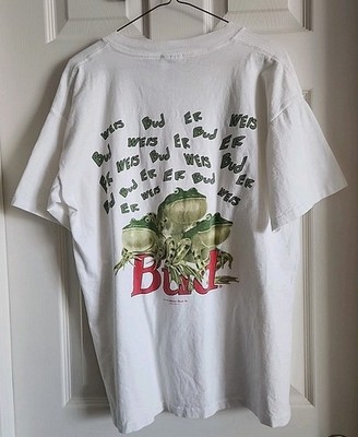 Vintage 1995 | BUDWEISER Frog T-Shirt Adult Large Single Stitch Double Sided USA
