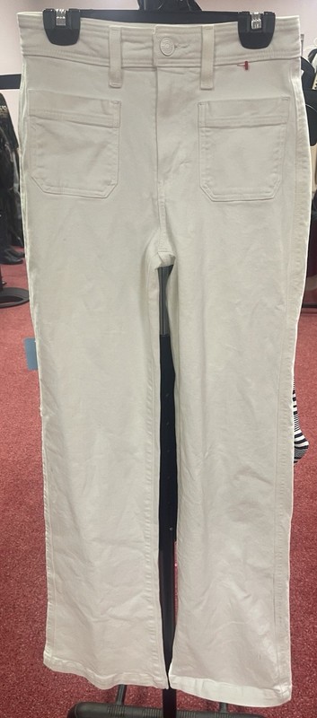Paige White Cotton Flared Classic Mid Rise Pockets Womens Denim Jeans Size 28
