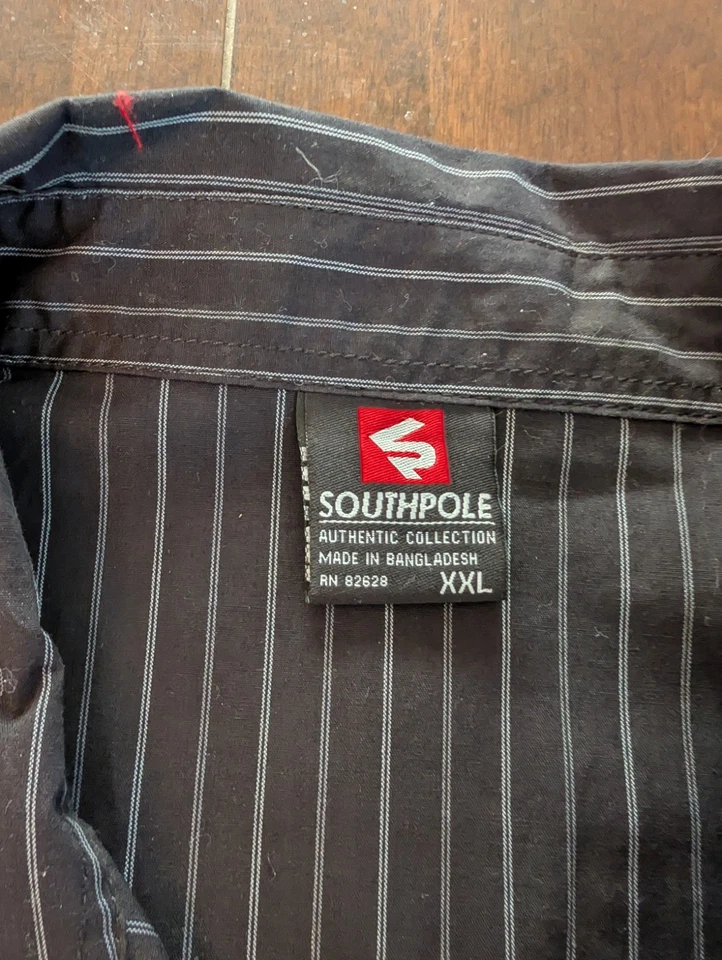 Southpole XXL Long Sleeve Botton Down Pin Stripe shirt Double Pockets - Image 4 of 4