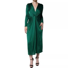 DOLCE & GABBANA Dress Green Fitted Silhouette Midi Viscose IT36/ US2/ XS 2180usd