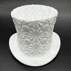 Vintage Fenton White Milk Glass Top Hat Daisy & Button Design Candy Trinket Dish