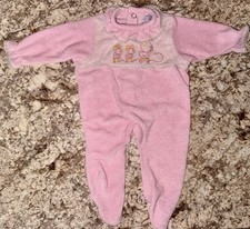VINTAGE CARTER'S PINK DUCKS FLEECE ONE-PIECE FOOTED BABY PAJAMA SLEEPER NEWBORN