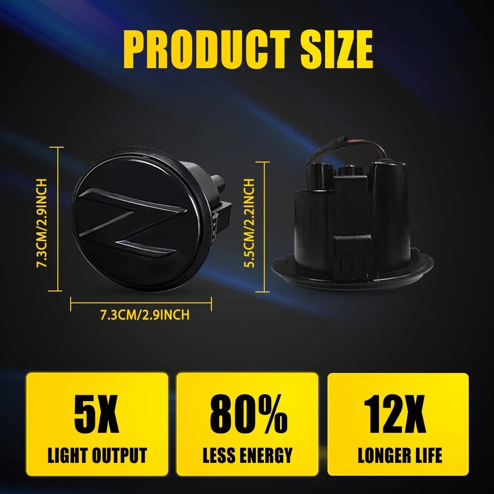 LED Fender Emblem Side Turn Signal Light for 09+ Nissan 370Z NISMO Z34 350Z 1-10 - Image 4 of 4