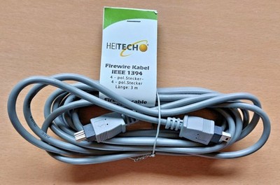 Firewire Kabel IEEE 1394 4 Pin männl. 4 Pin weibl. 3m grau neu und unbenutzt