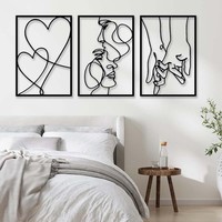 3 Pcs Wanddekorationsset Aus Metall Mit Minimalistischer 3D-Linienkunst