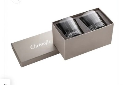 Christofle Iriana 2er Set Old Fashion Kristallgläser/Whiskeygläser Neu Verpackt