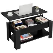 Lift Top Coffee Table w/Hidden Storage Compartment & Shelf For Living Room White