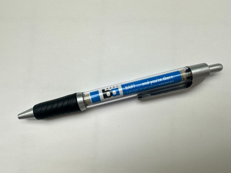 BART -Bay Area Rapit Transit, Retractable Map Pen, Jan 2015, Blue Ink, Writes Fi