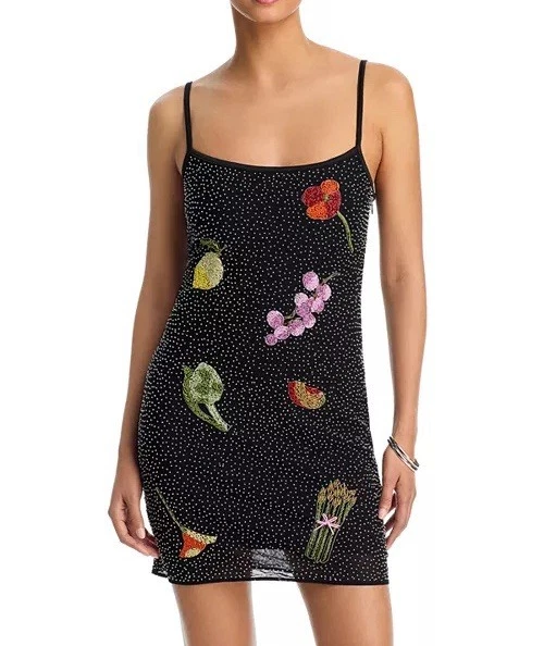 layered beaded slip mini dress Women's for sale Women's One-Shoulder Mesh Panel
