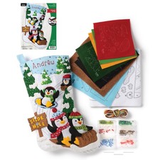 Bucilla Felt Applique 18" Stocking Kit, Penguins at Play, DIY Craft