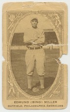 Edmund Bing Miller 1922 E120 American Caramel Philadelphia Athletics - LOW GRADE