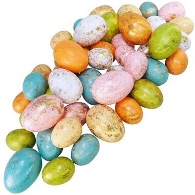 48 PCS 6 Colors Foam Easter Eggs Assorted Pastel Gold Leaf Speckled Basket