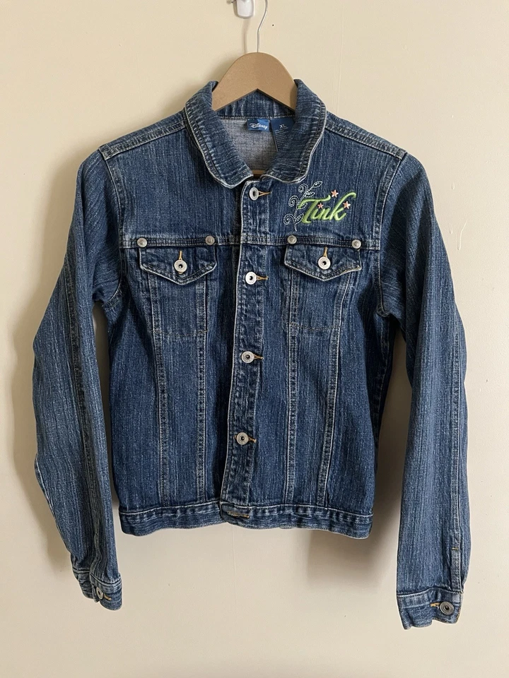 Chaqueta vaquera vintage Disney Tink Tinkerbell Denim jóvenes niños talla XL Foto 3 de 4