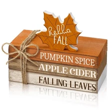 4 Pcs Fall Decorations for Home Fall Tiered Tray Decor Thanksgiving Wood Book...