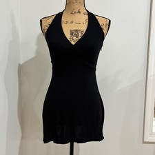 Banana Republic Halter Mini Dress 4P Black 90s Minimalist Little Black Dress