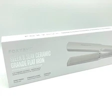 FoxyBae Sleek & Slay Ceramic Grande White 1.75” Wide Plate Hair Flat Iron