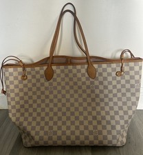 Louis Vuitton Neverfull GM Damier Azur Canvas Tote Bag Women Rose Ballerine