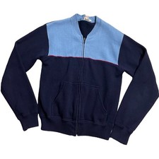 J. Crew Full Zip Sweater Boy's Size Medium Long Sleeve Colorblock Blue Pockets