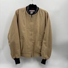 Vintage Deuces and Jacks Aztec Bomber Jacket Tan Canvas Mens Medium David James