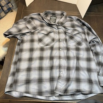 Dixxon Jack Daniels Flannel Shirt Mens 5XL Gray Plaid Long Sleeve Button Up Down