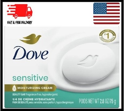 Dove Beauty Bar Soap for Women Sensitive Skin Fragrance Free and 2.6 oz