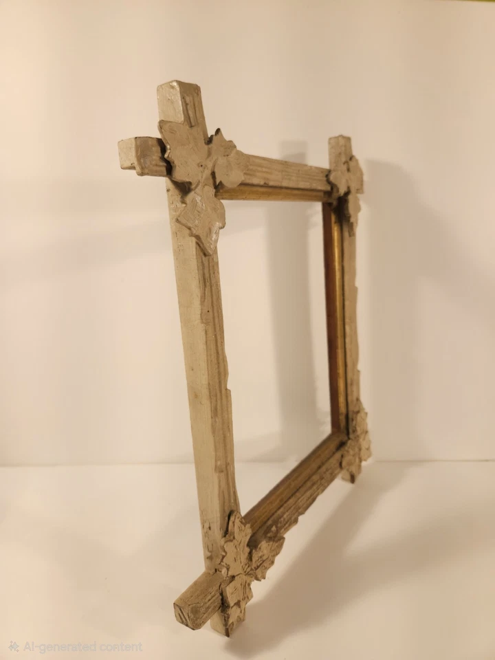 Marco de fotos vintage blanco antiguo de la Selva Negra con hojas en las esquinas forro dorado Foto 2 de 4