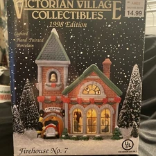  Victorian Village Collectibles 1998 Edi.  Firehouse No. 7 With Box And Trifold