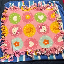 Hello Kitty Pink Floral Heart Fleece Baby Tie-Blanket