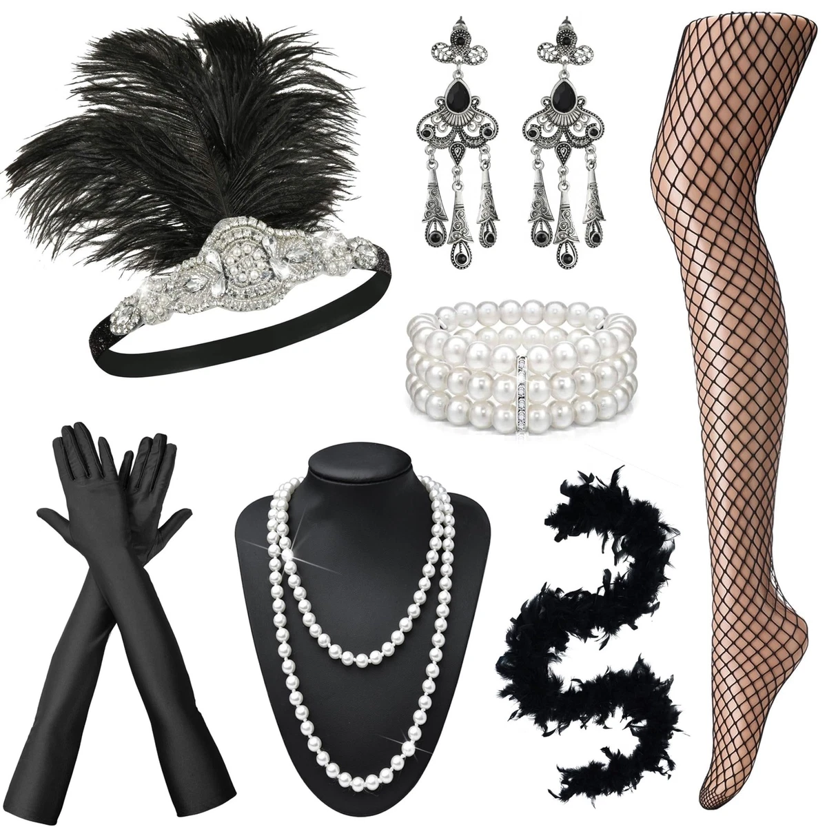⭐️mini⭐️ 1920s Great Gatsby Accessories Set for Women Headpiece Headband