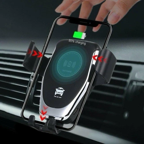 Cargador de coche inalámbrico rápido sujeción automática montaje en coche ventilación de aire soporte para teléfono Foto 4 de 4