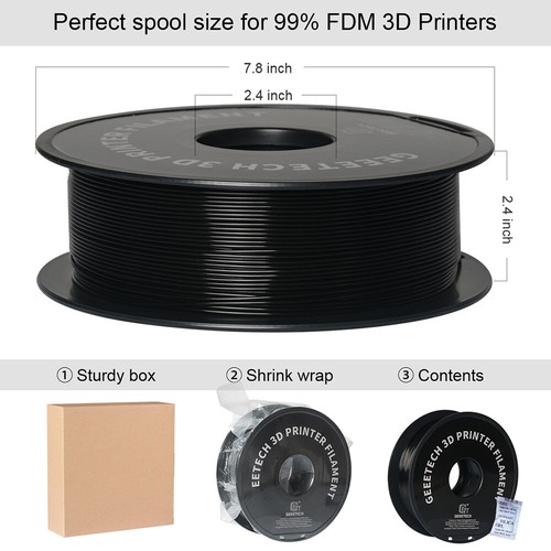 GEEETECH Filament PETG Black 1.75mm 1kg/roll Consumables For FDM 3D Printer US - Picture 4 of 6
