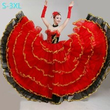 Femme Ruche Couche Robe Danse Swing Flamenco Valse Moderne Entraînement Tenue de