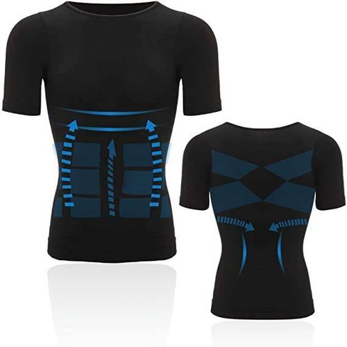 Men T-shirt Male Body Shaper Compression Shapewear Fitness Tummy Control Vest US - Picture 10 of 23