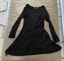 NWOT Alice + Olivia Womens 9T Raw Edge Rocker Long-Sleeve Dress Black $395