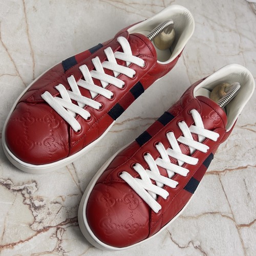 Ace Web GG Monogram Low Top Sneaker Rot Leder 7,5 G oder 8 US oder 41,5 EUR - Bild 5 von 24