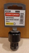 New Craftsman Black Universal Max Axess thru Socket 19mm 3/8" drive Metric 31414
