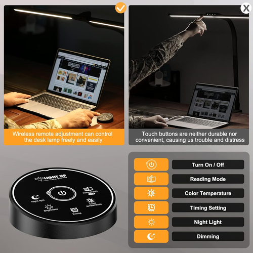Led Desk Lamp for Office Home - Eye Caring Architect Lamp with Clamp,Dual Screen - Picture 7 of 12