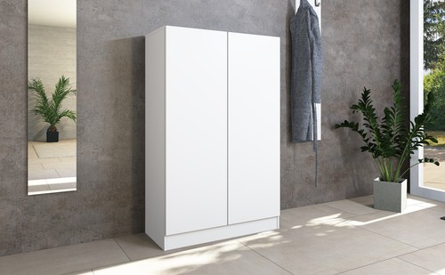 Schuhschrank 2 Türen Kommode Regal Ordnungssystem Modern Weiß Hochglanz VAASA - Bild 6 von 26