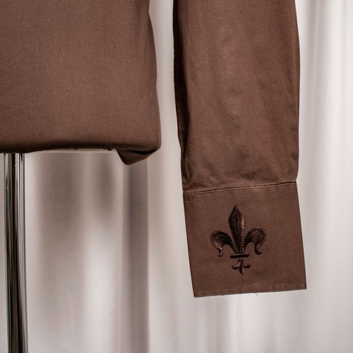 ENGLISH LAUNDRY Brown Embroidered Cotton Blend Men Dress Shirt Size M - Picture 2 of 11