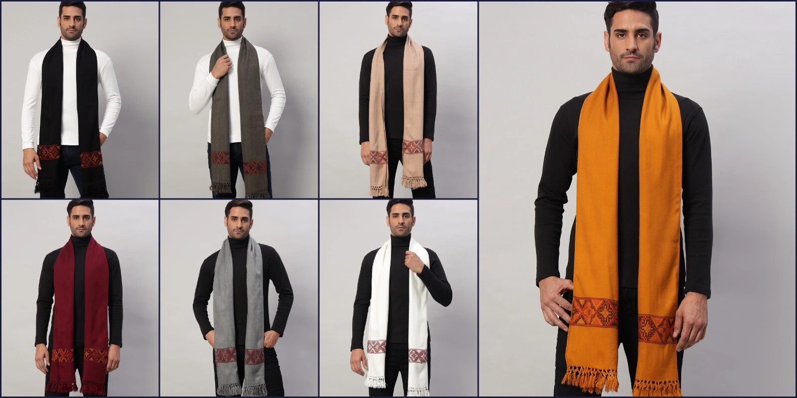 Luxury Cashmere Scarf Men's Winter Warm Shawl oversize neck wraps Solid Scarves