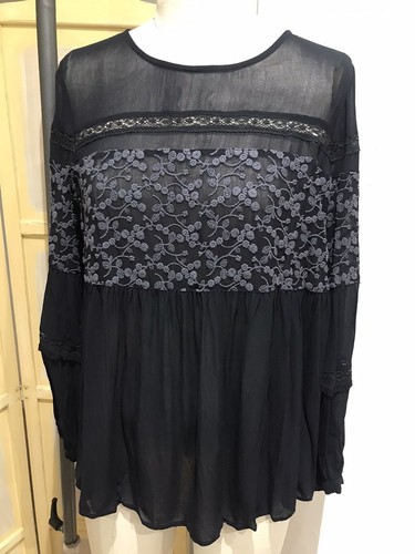 French Connection Black Sheer Top 14 - Picture 2 of 12