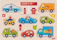 Steckpuzzle Tankstelle Fahrzeuge Autos Holzpuzzle Kinderpuzzle Setzpuzzle Ab 1 J