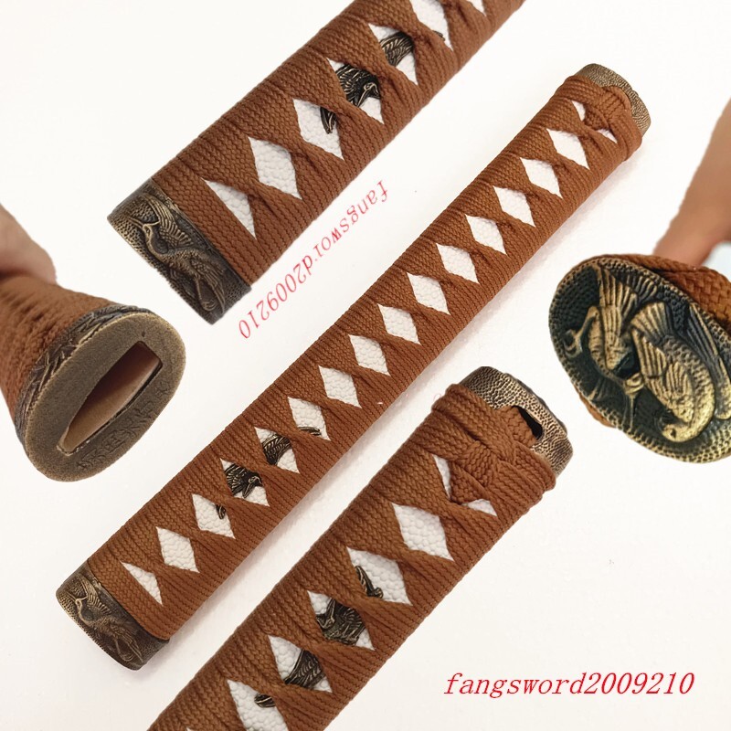 Kit Poignée Katana Laiton 26cm - Menuki, Fuchi, Kashira - Samouraï Japonais Bricolage